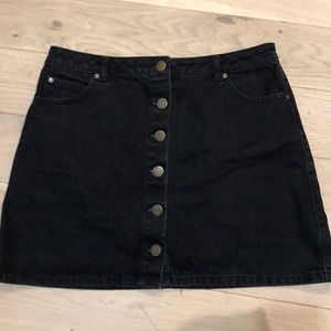 Black button front skirt
